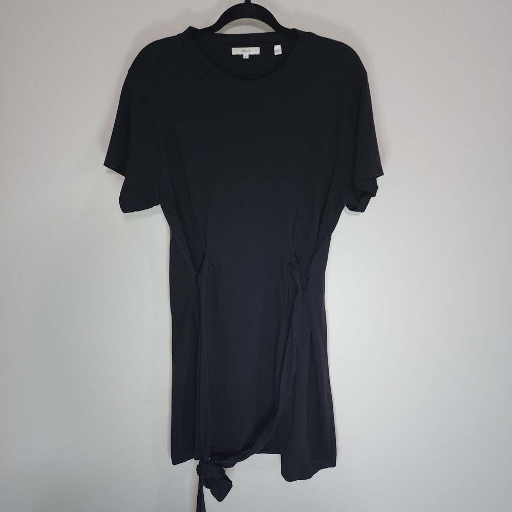 Vince. Black 100% Cotton Short Sleeve Tie-Waist T-Shirt Mini Dress XL - Picture 2 of 10